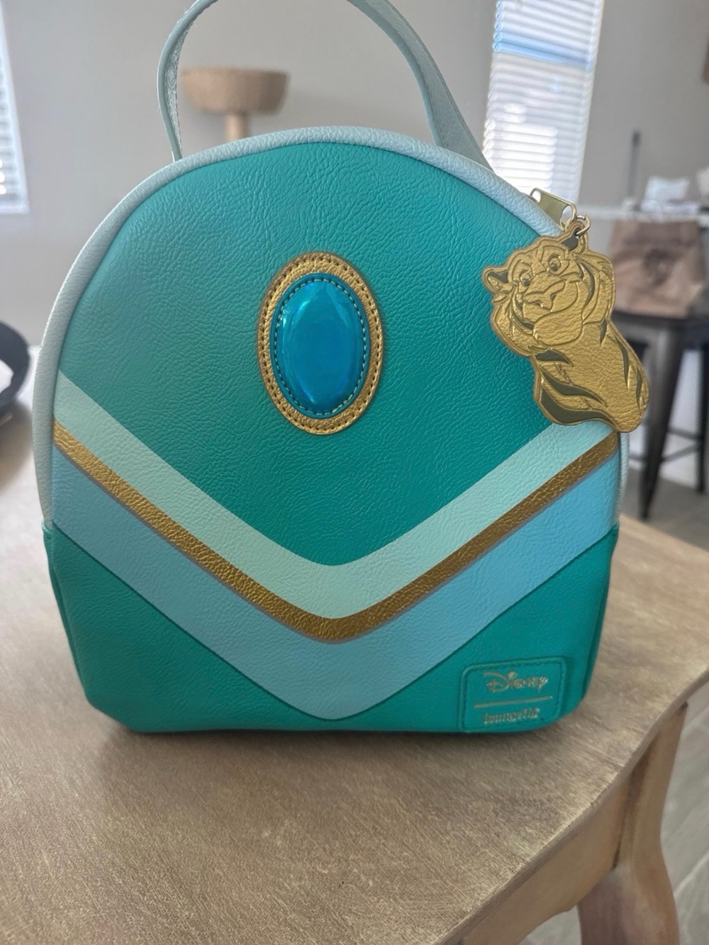 Disney Teal and Light Blue Jasmine-Inspired Mini Backpack with Gold Accents